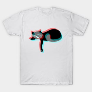 Aesthetic Cute Cat | Retro Vintage 3d Glasses T-Shirt